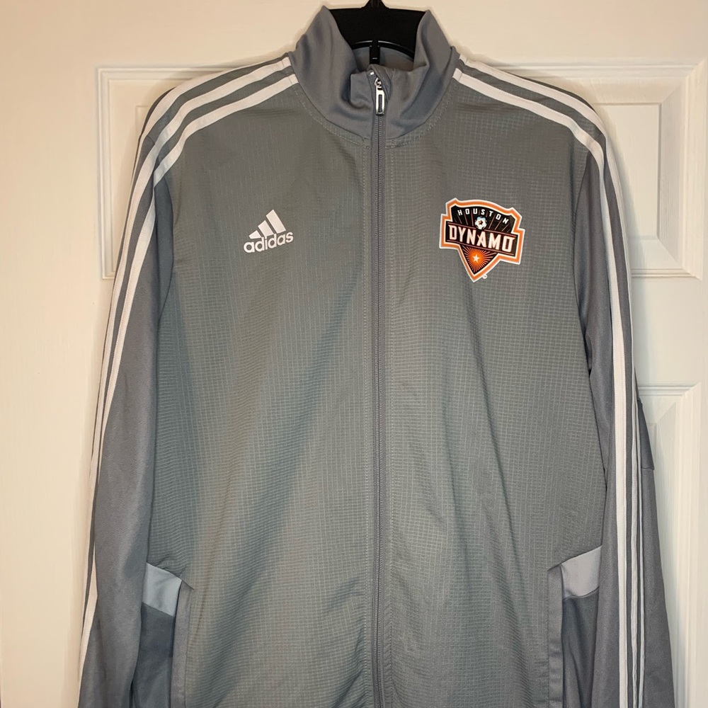 Sporty Adidas Houston Dynamo Gray Zip Up Jacket Mens Medium